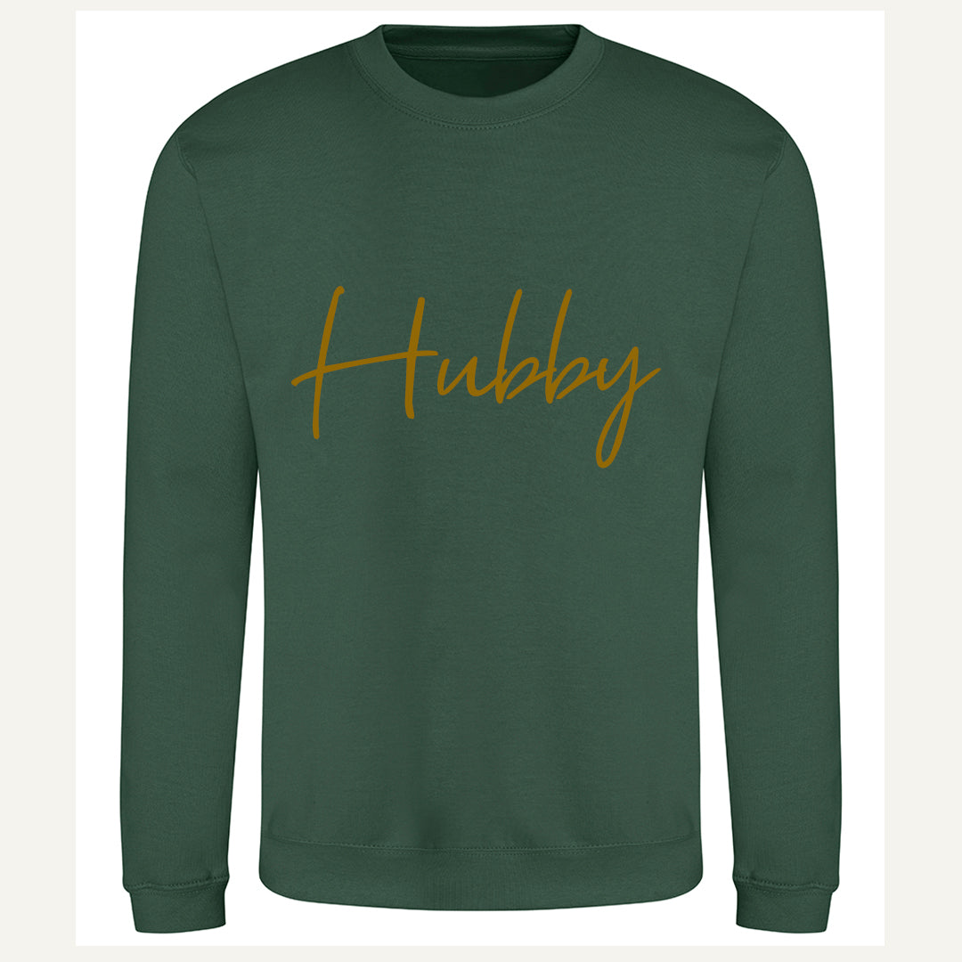 Hubby|Wifey Couple Sweatshirts - Bottle Green