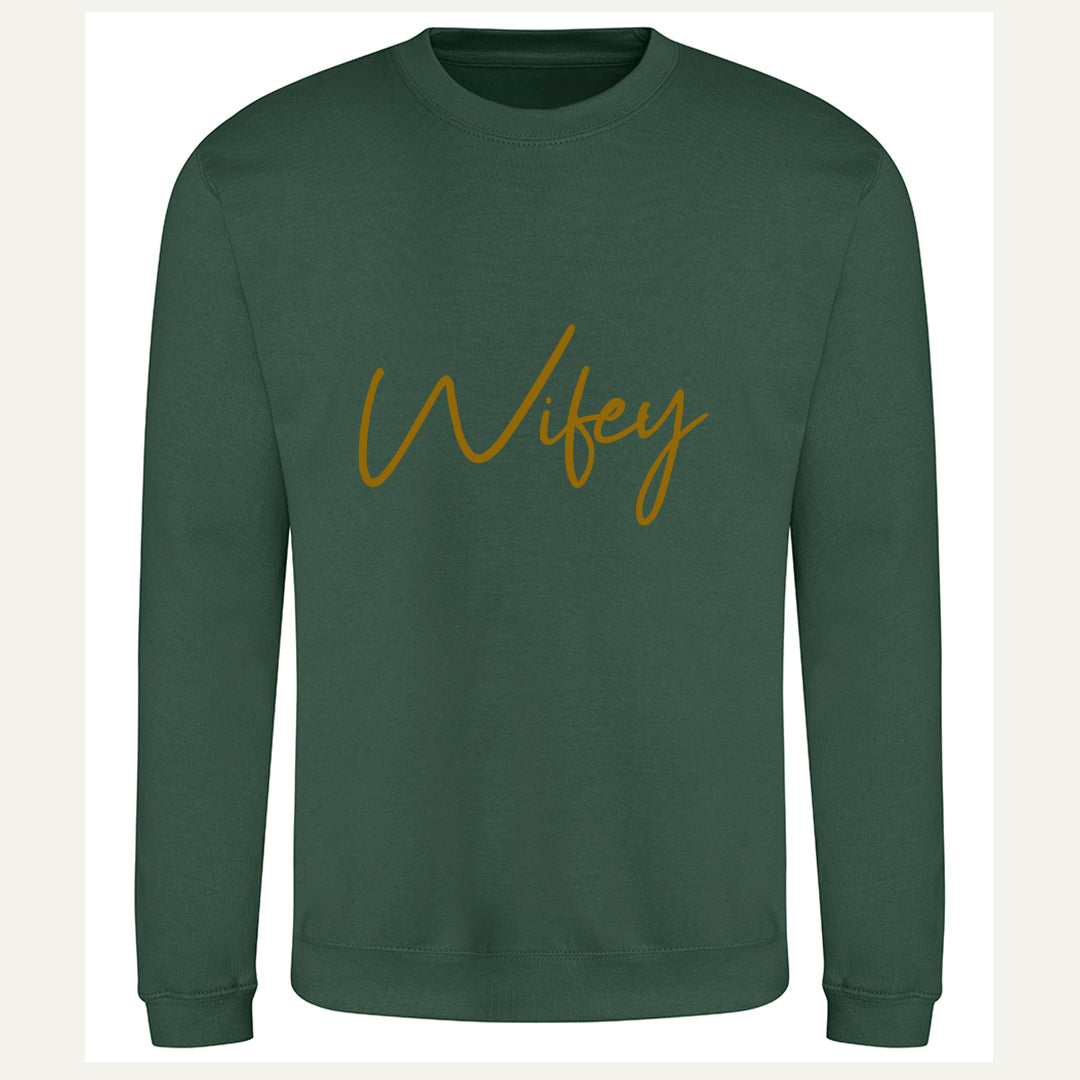 Hubby|Wifey Couple Sweatshirts - Bottle Green