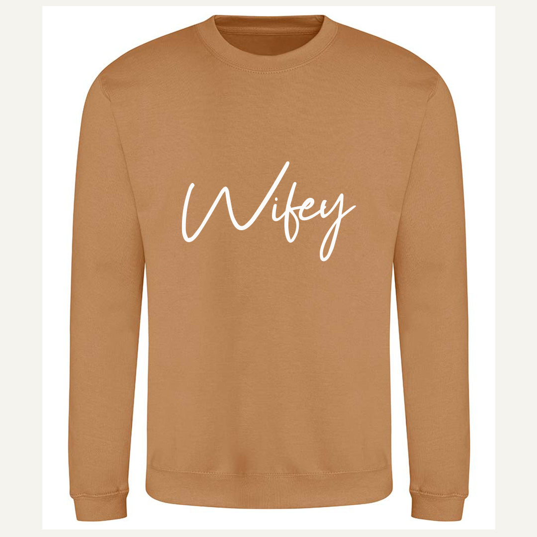 Hubby|Wifey Couple Sweatshirts - Caramel Latte