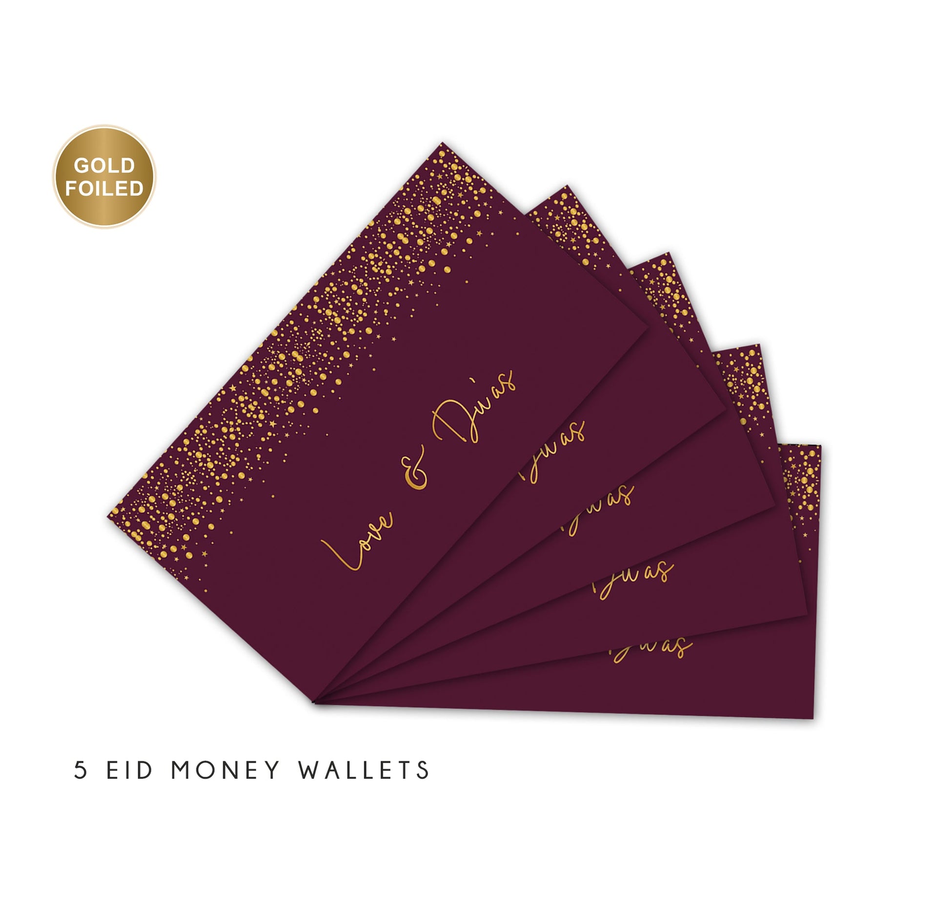 Money Wallets | Love and Dua's Burgundy with Gold foiling