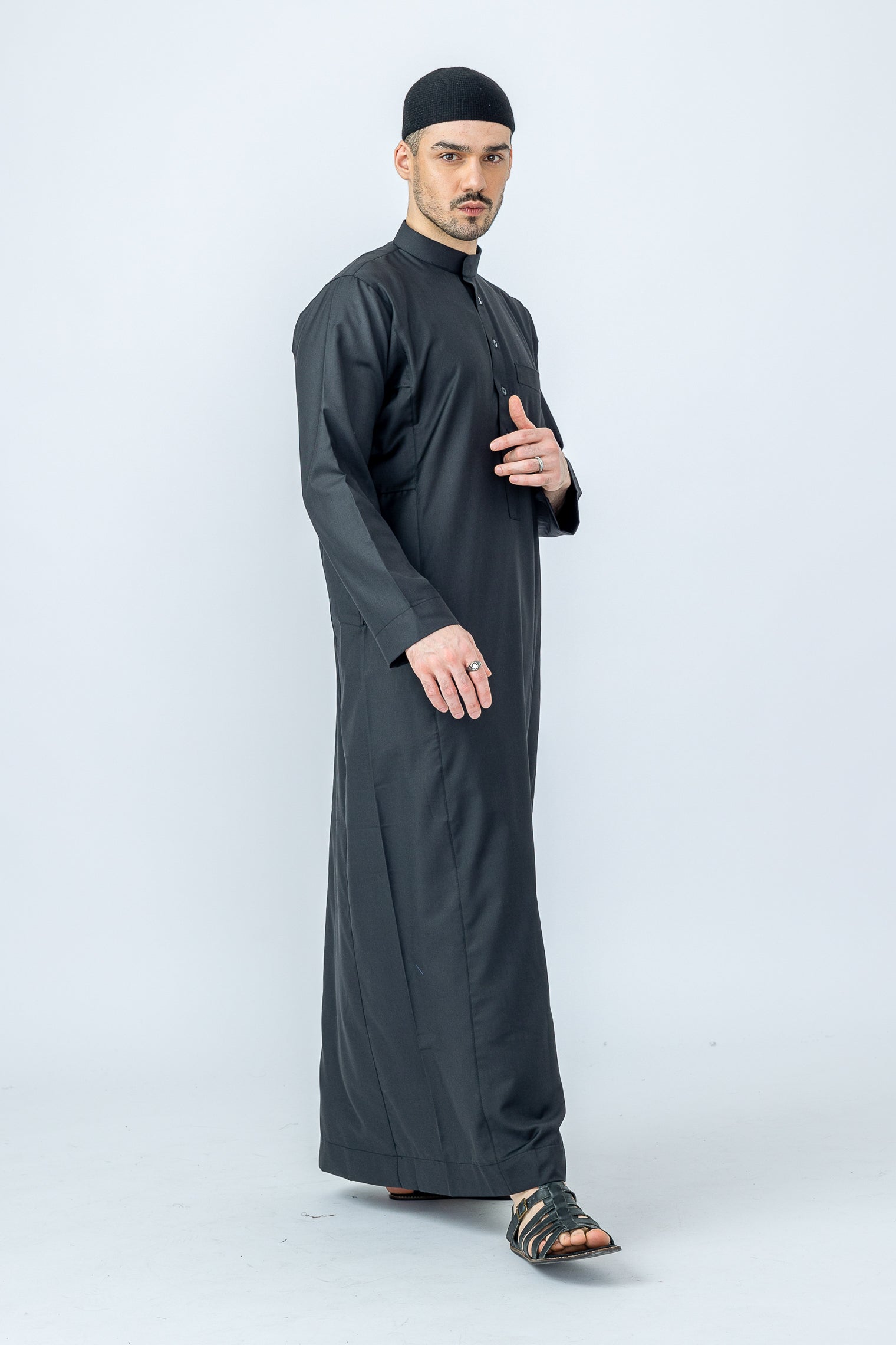 Black Saudi Collar Thobe|Jubbah