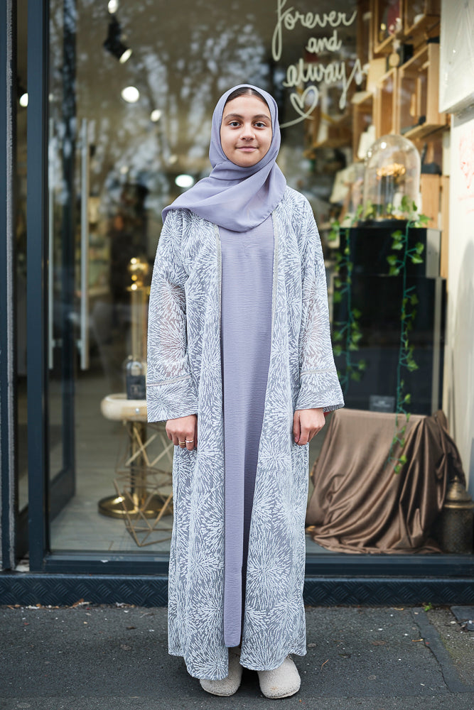 Grey Open Girls Abaya