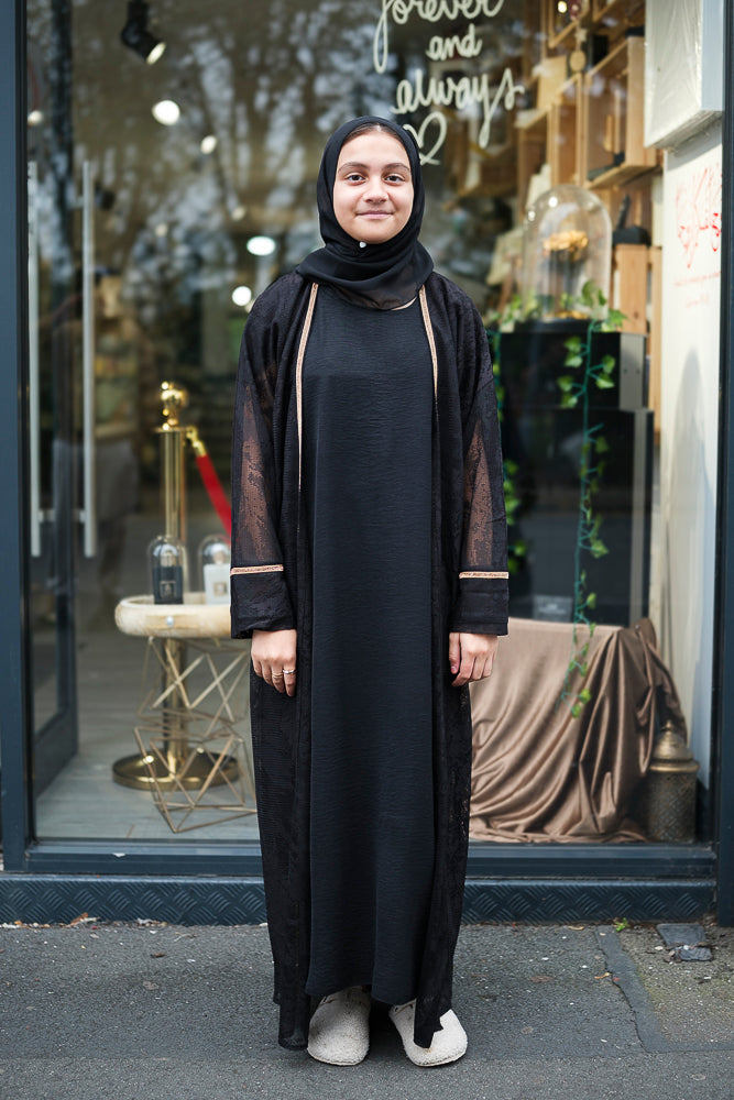 Black Open Girls Abaya