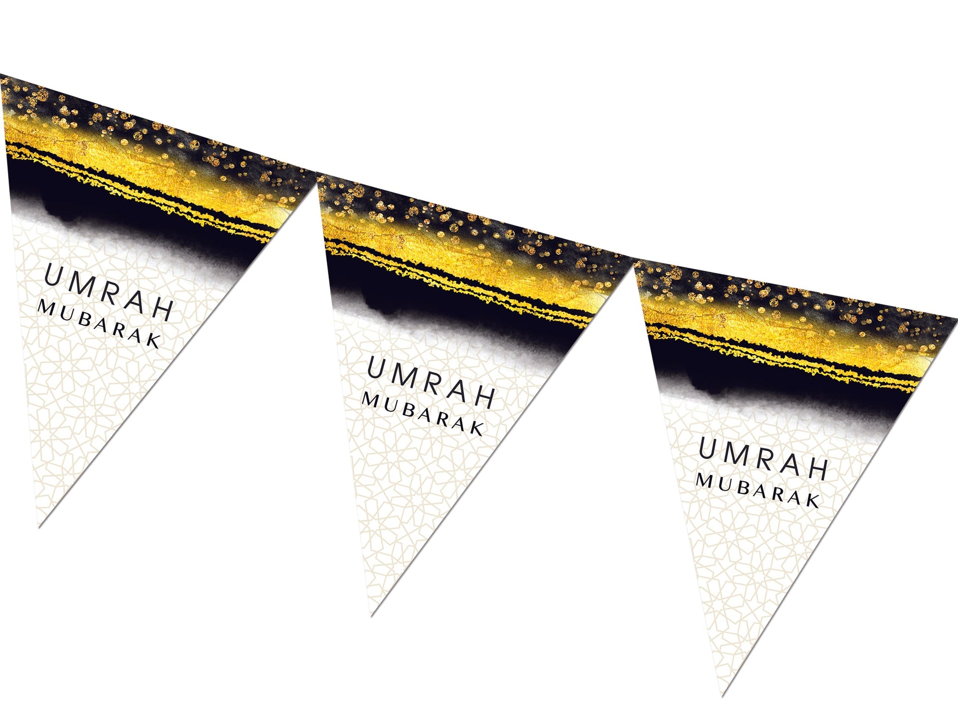 Umrah Mubarak Bunting in Black & Gold