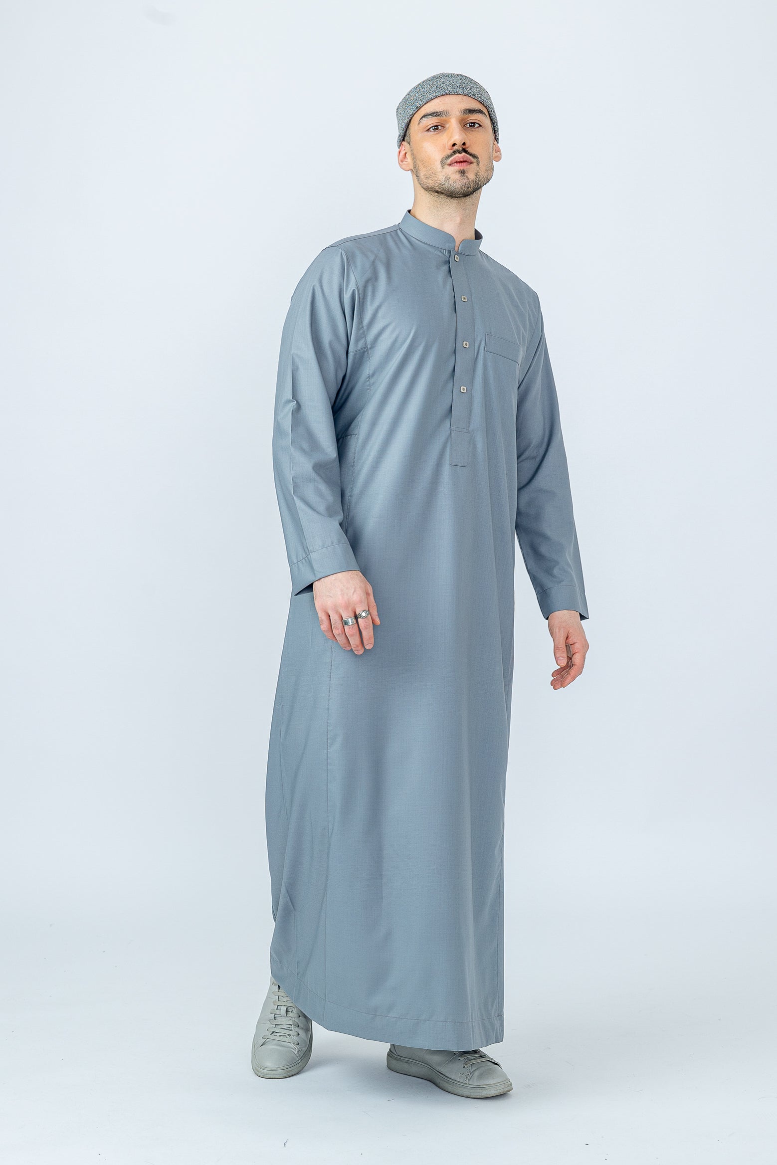 Cadet Grey Arab Collar Thobe