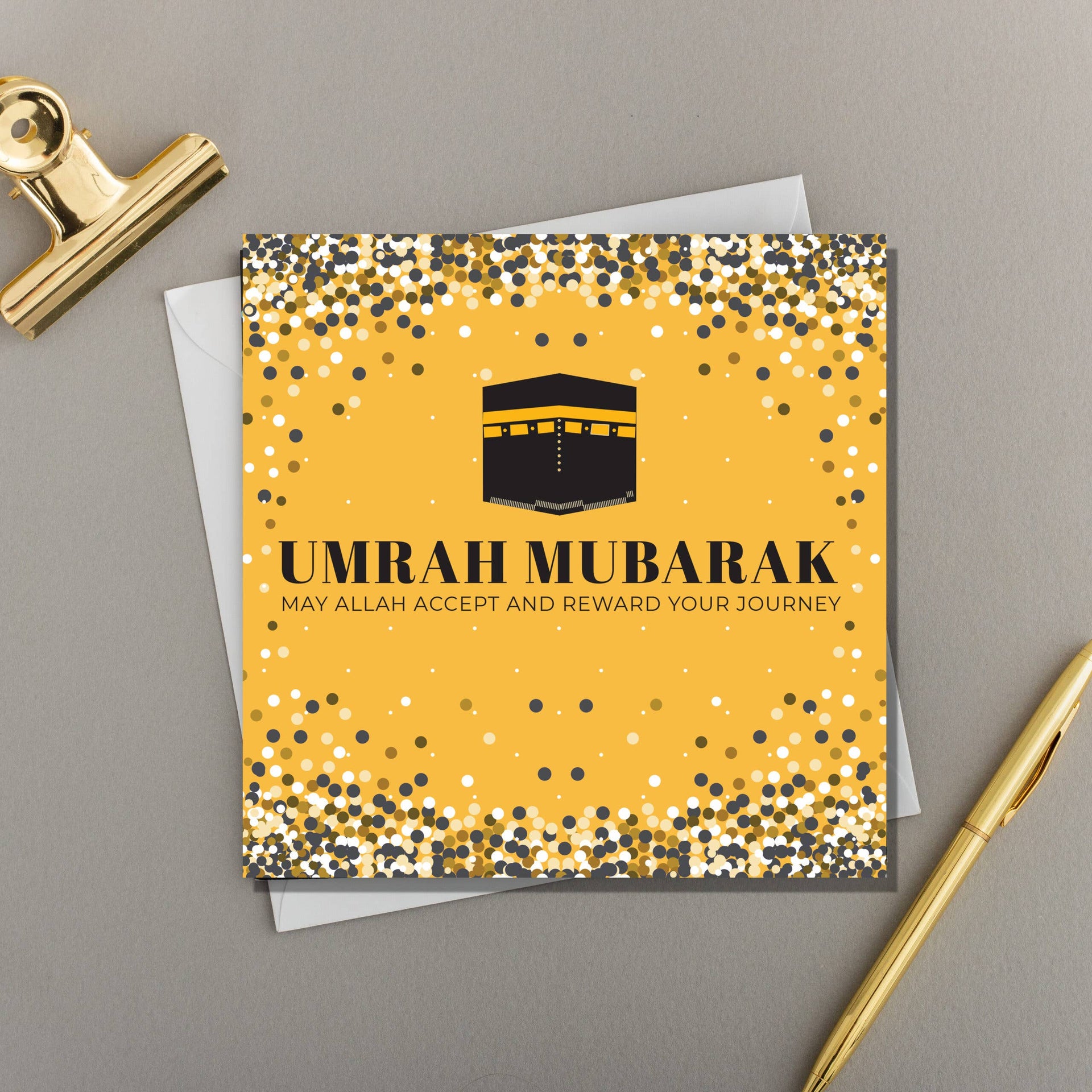 Umrah Mubarak Card | YELLOW SCATTER SPOTS