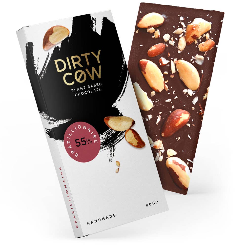 DIRTY COW CHOCOLATE - BRAZILLIONAIRE PLANT BASED VEGAN CHOCOLATE BAR