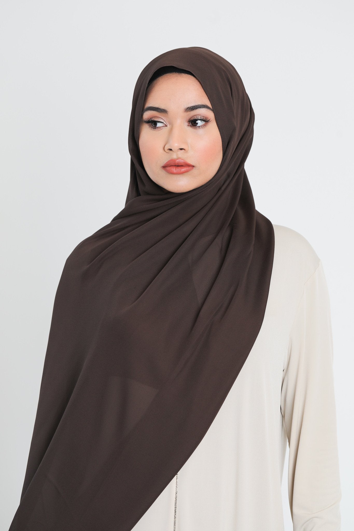 Chiffon Scarf | Dark Brown - jubbas.com