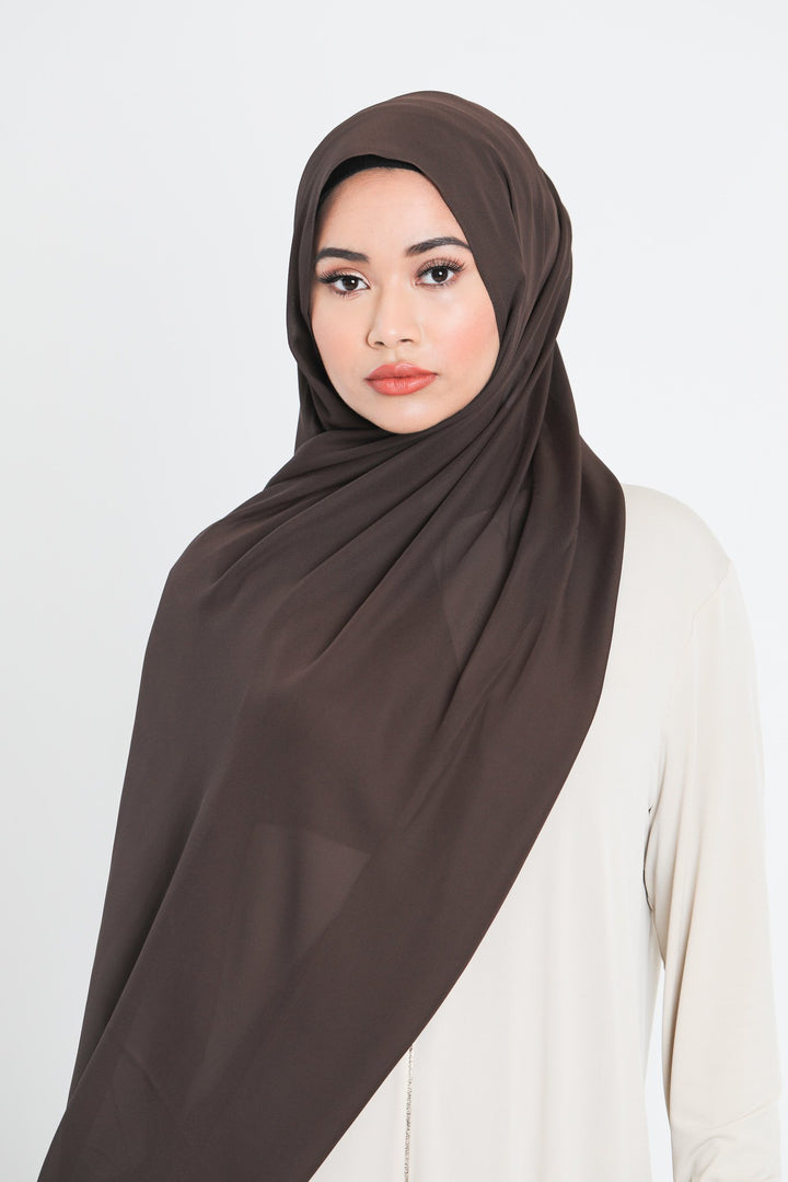 Chiffon Scarf | Dark Brown - jubbas.com