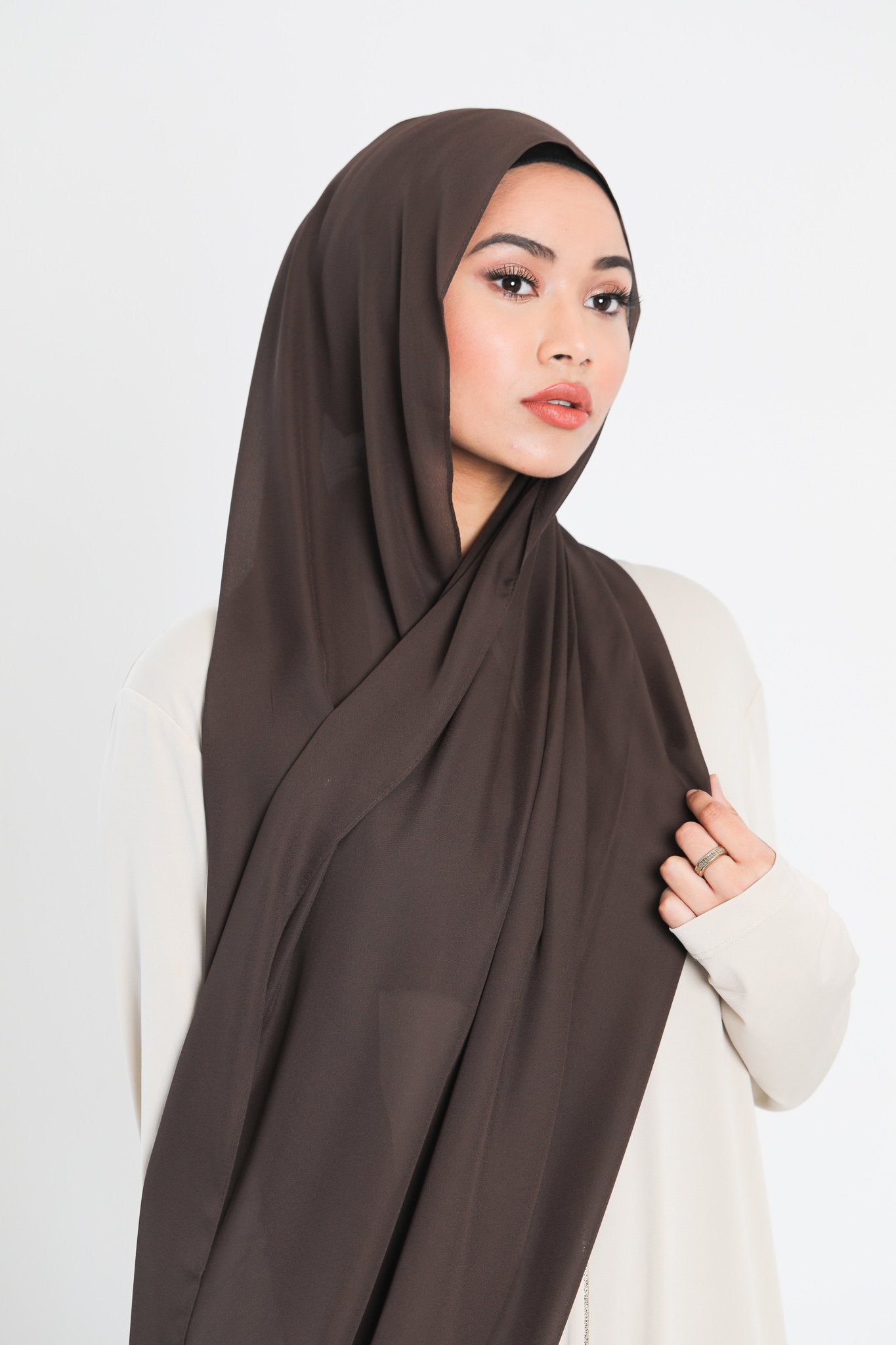 Chiffon Scarf | Dark Brown - jubbas.com