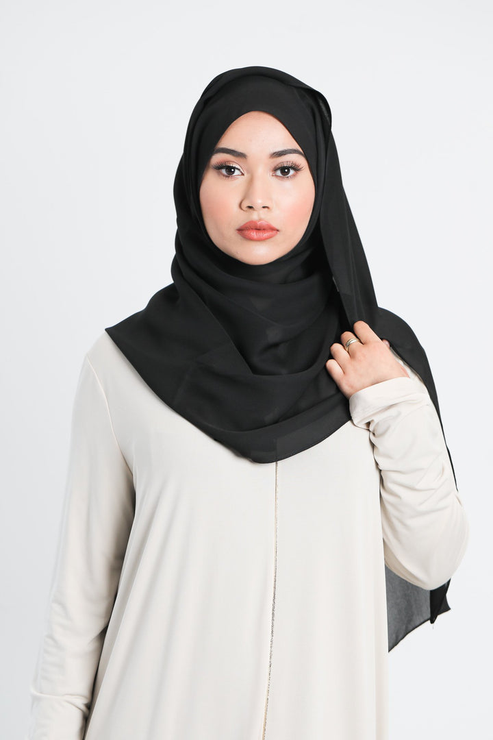 Chiffon Scarf | Black - jubbas.com