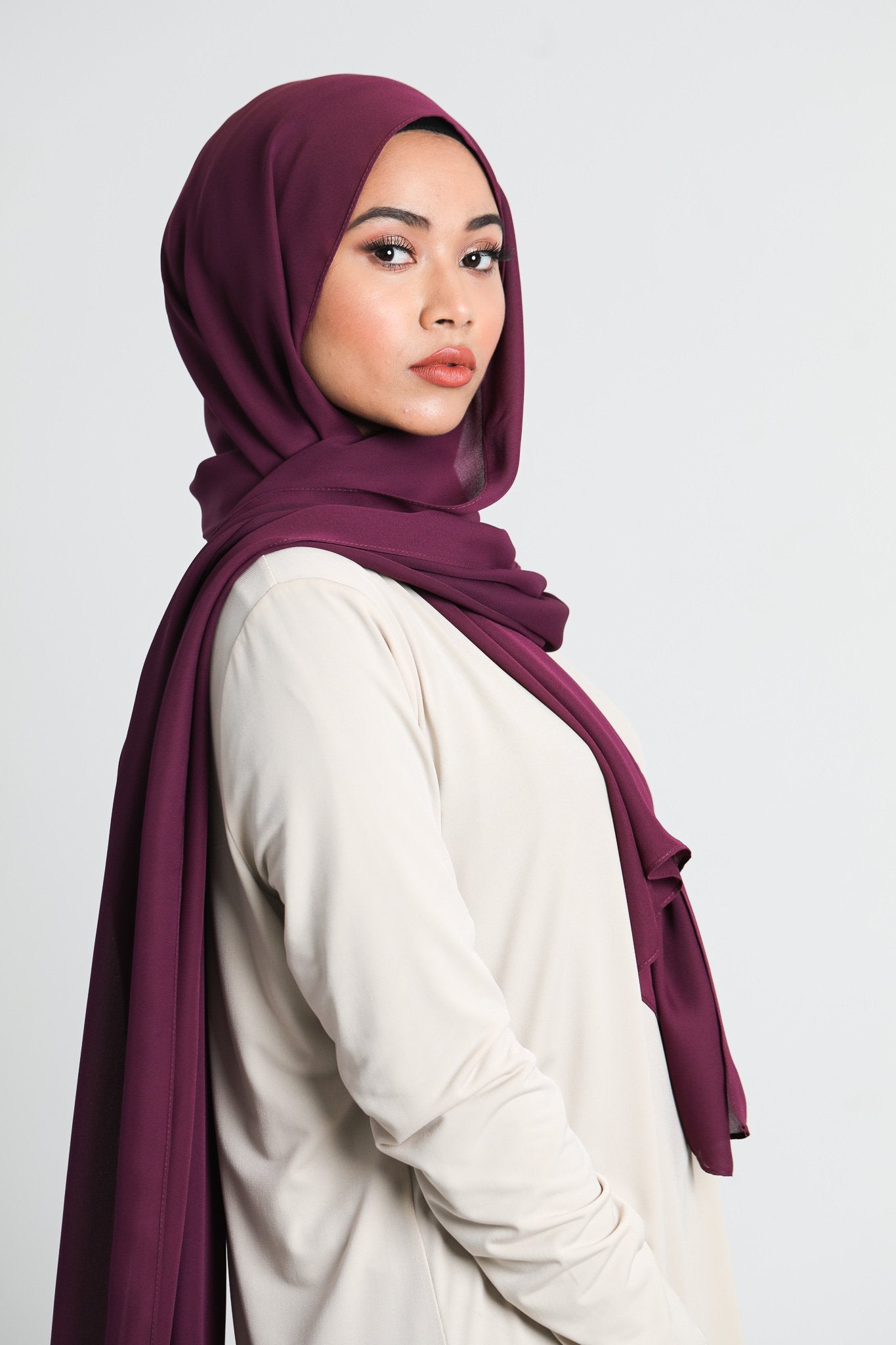 Chiffon Scarf | Aubergine - jubbas.com