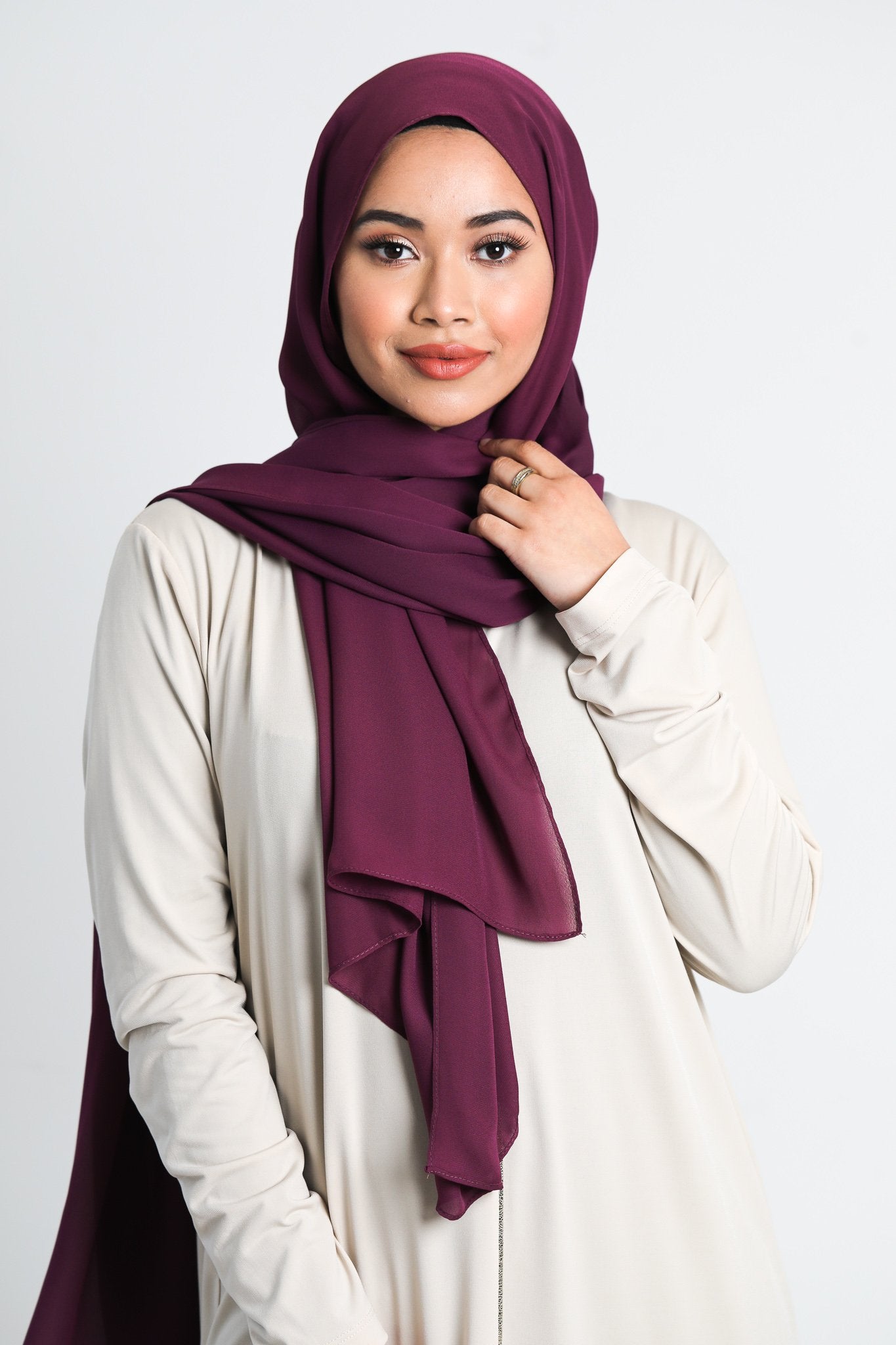 Chiffon Scarf | Aubergine - jubbas.com