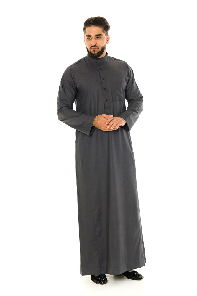 Saudi Charcoal Collar Thobe