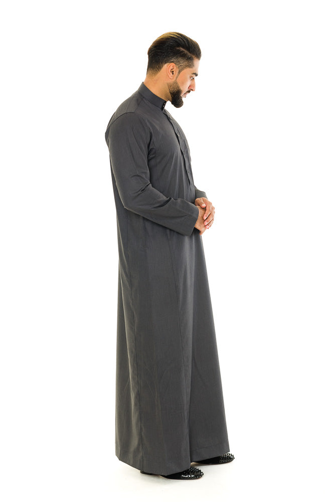 Saudi Charcoal Collar Thobe