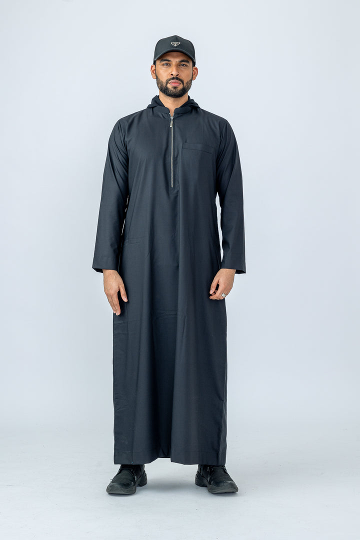 Black Urban Hooded Jubbah - JLifestyle Store