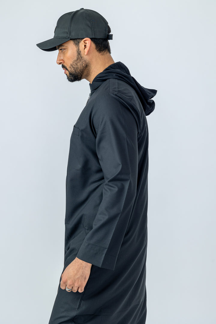 Black Urban Hooded Jubbah - JLifestyle Store