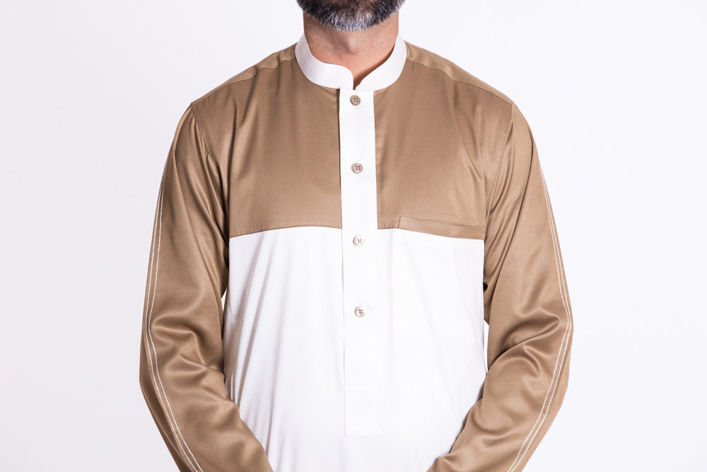 Cream Gold Patch Jubba - JLifestyle Store