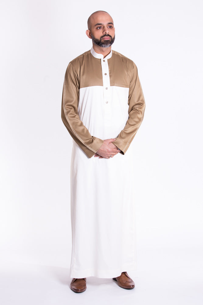 Cream Gold Patch Jubba - JLifestyle Store