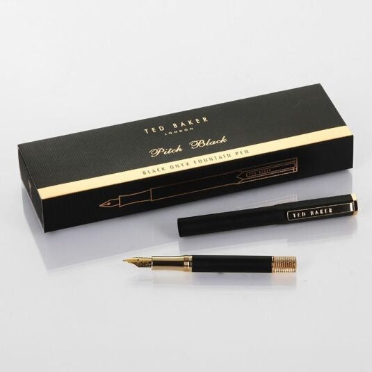 Ted Baker Gold Fountain Pen, Black Onyx