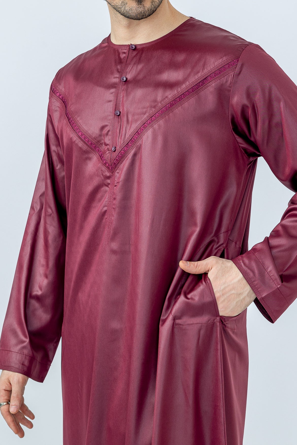 Velvet Maroon Omani Thobe - JLifestyle Store