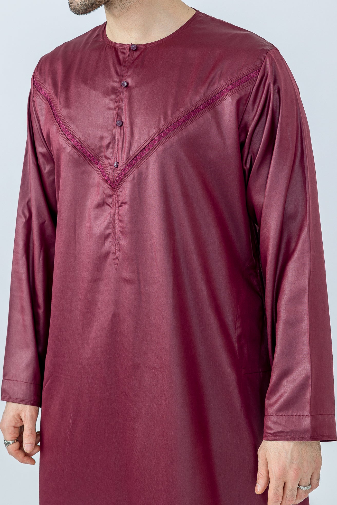 Velvet Maroon Omani Thobe - JLifestyle Store