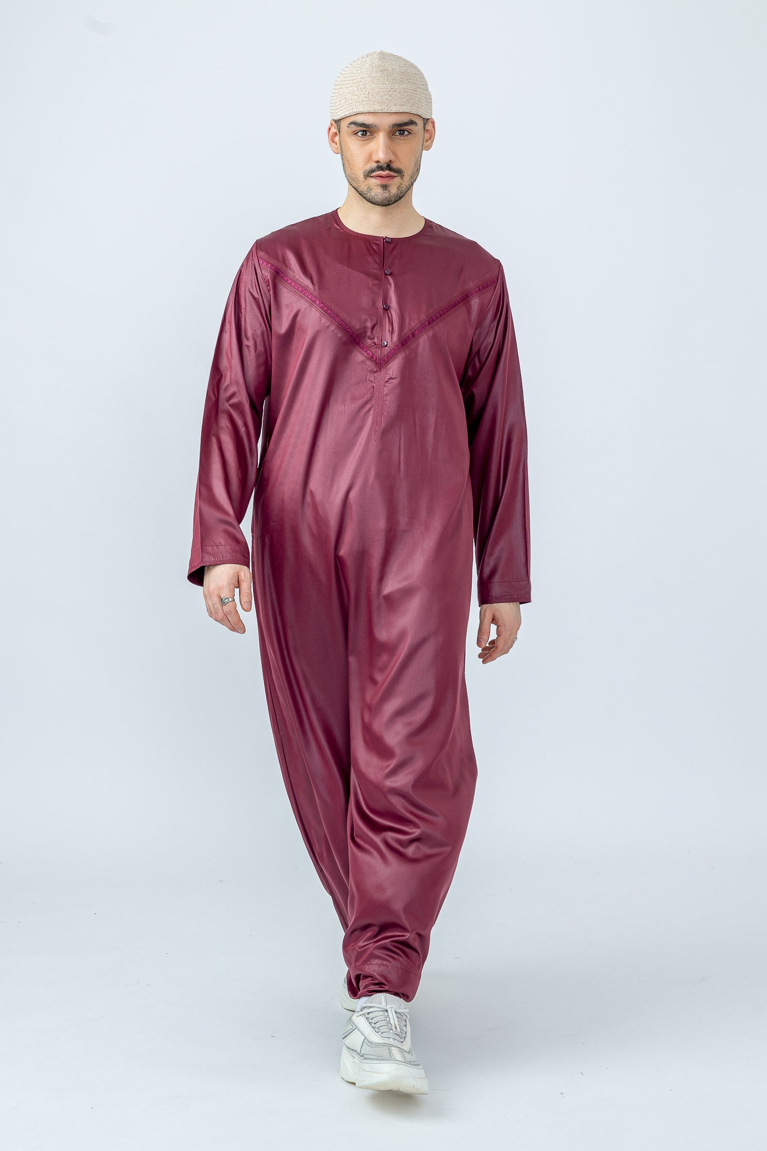 Velvet Maroon Omani Thobe - JLifestyle Store