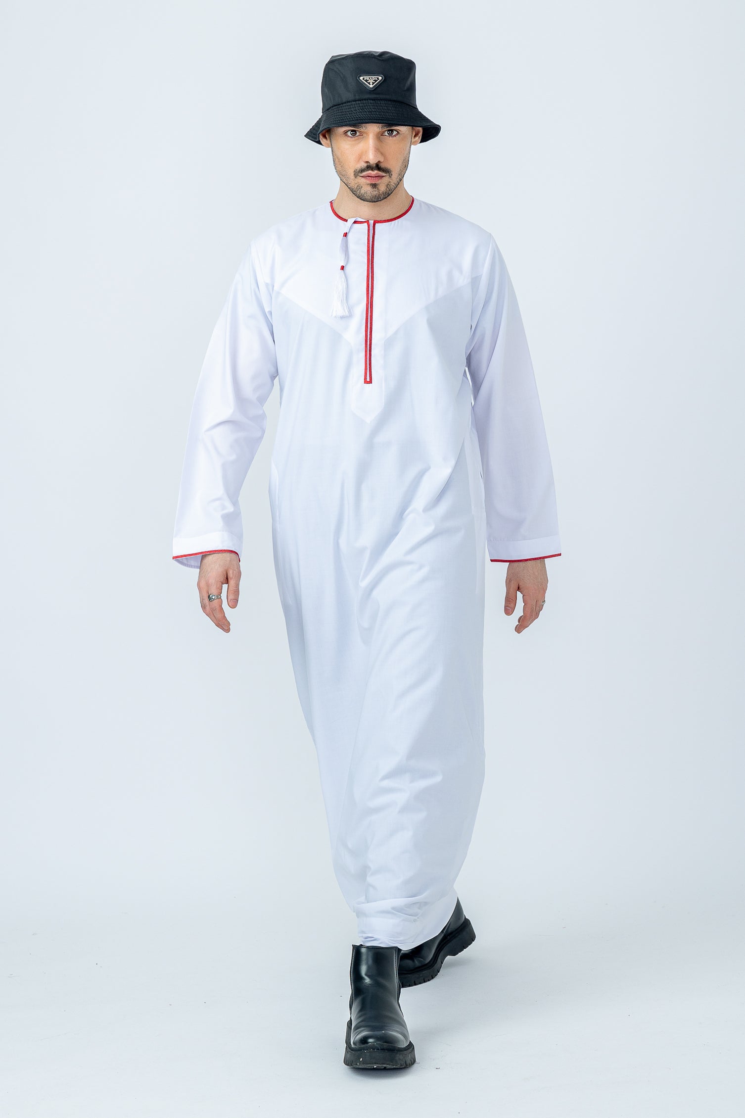 White|Maroon Habeel Thobe