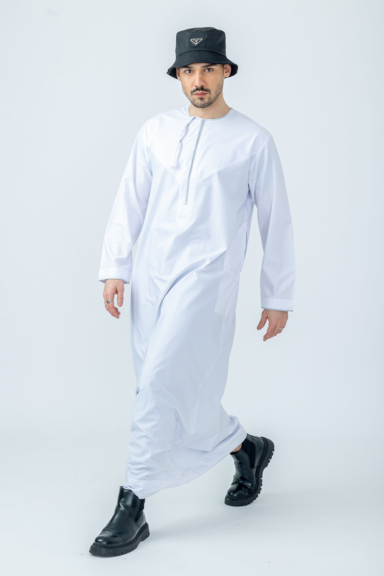 White|Silver Habeel Thobe